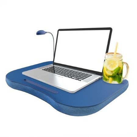 HASTINGS HOME Hastings Home Lap Desk, Portable with Cup Holder, LED Gooseneck Light, and Soft Fleece Bottom 567097CWD